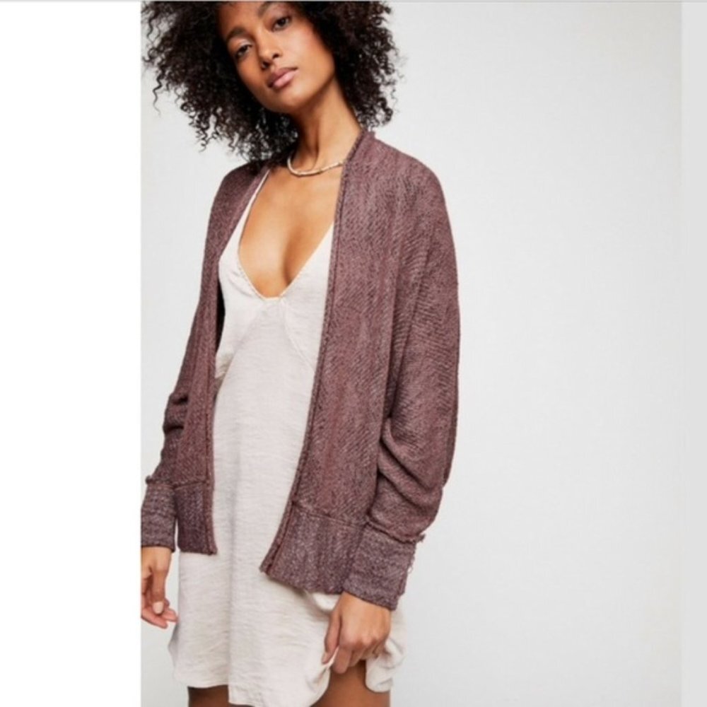 Free People Motions Open-Front Dolman Cardigan Purple Combo Size Xs